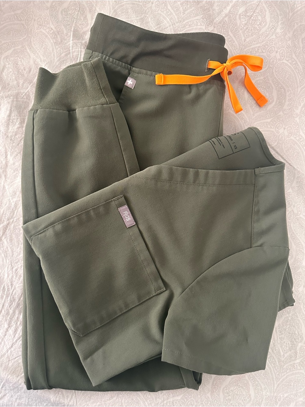 Olive Green Figs Scrub Set